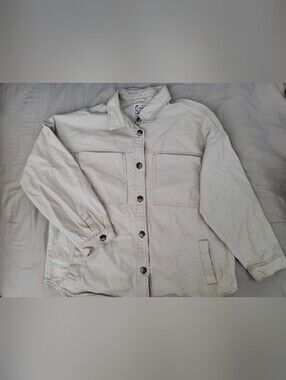 Stoosh Men's Beige Button-Front Shirt Jacket